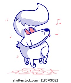 cute characters of dogs who are having fun and singing