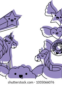 cute characters fantasy with wings kawaii