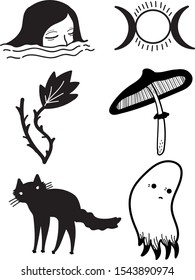 Cute characters for halloween - hand drawn style vector design illustrations - Vetorial