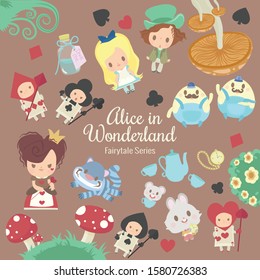 cute characters illustrations from the story alice in wonderland