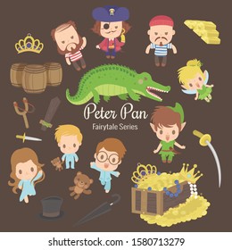 cute characters illustrations from the story peter pan