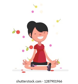 Cute characters meditating vector illustration