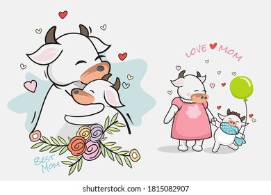 cute characters for mother and child who love each other