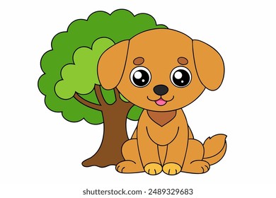 Cute Charlie Dog Color Vector Illustration for Print Design.