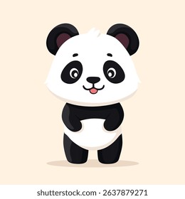 A Cute And Charming Cartoon Panda Stands With A Playful Expression And Endearing Innocent Eyes