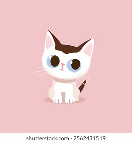 Cute charming cat kitten with big head cartoon hand drawn vector illustration. cheerful Kitty sitting, for t-shirt print, kids wear fashion design