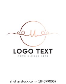 Una bonita y encantadora letra manuscrita tipo de plantilla de logotipo de U, logotipo de vectores para la identidad empresarial y de la empresa 