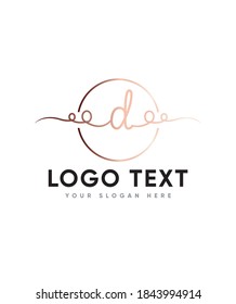 Una bonita y encantadora plantilla de logotipo de tipo de letra manuscrita D, logotipo de vectores para la identidad empresarial y de la empresa 