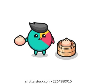 personaje gráfico lindo comiendo bollos al vapor, diseño de estilo lindo para camisetas, pegatinas, elemento logo