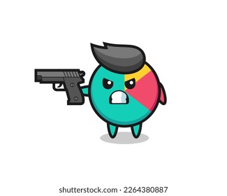 the cute chart character shoot with a gun , cute style design for t shirt, sticker, logo element