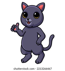 Cute chartreux cat cartoon giving thumb up