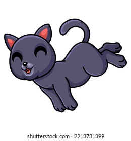 Cute chartreux cat cartoon jumping