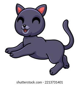 Cute chartreux cat cartoon jumping