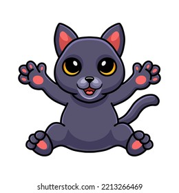 Cute chartreux cat cartoon posing