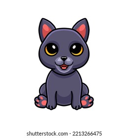 Cute chartreux cat cartoon sitting