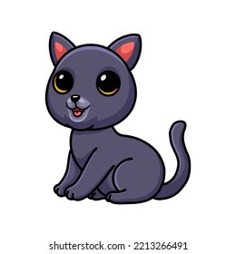 Cute chartreux cat cartoon sitting