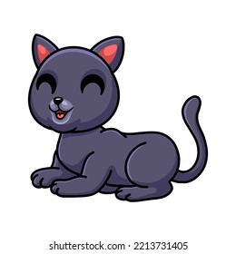 Cute chartreux cat cartoon sitting