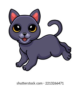 Cute chartreux cat cartoon walking