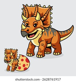 Cute Chasmosaurus and baby Dinosaur isolated cartoon illustration with light background