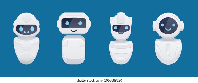 cute chat bot characters set. isolated vector illustration