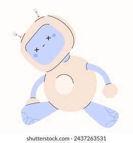 Cute chatbot ai character.Artificial intelligence chat service business concept.AI Content Generator. Chatbot technology, Hand drawn robot toy mascot. Vector illustration EPS 10