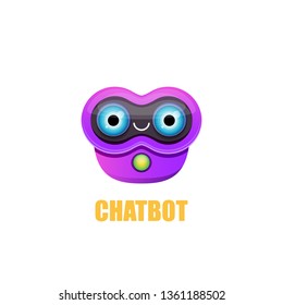 cute chatbot character isolated on white background. Vector Funny robot assistant, chatter bot, helper chatbot logo or label