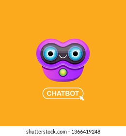 cute chatbot character isolated on orange background. Vector Funny robot assistant, chatter bot, helper chatbot logo or label