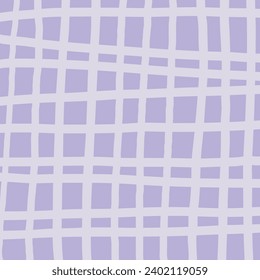 Cute checkered hand drawn pattern. Nice pastel baby background made in vector. Cottagecore cabincore Plaid geometrical simple texture. Crossing lines. Abstract cute delicate pattern purple