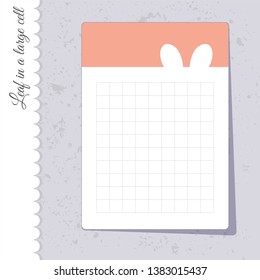 Cute checkered sheet pattern for notepad. Printable template with place for text. Print for planner, notebooks page, organizer design.