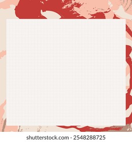 Cute checkered square sheet pattern or template with winter abstract background, pastel colours for notepad, schedule, planner, notebooks page, organizer design. You can add text. Vector illustration.