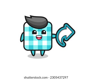 cute checkered tablecloth hold social media share symbol , cute style design for t shirt, sticker, logo element