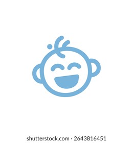Cute and Cheerful Baby Logo. Line Style for Babycare Products
