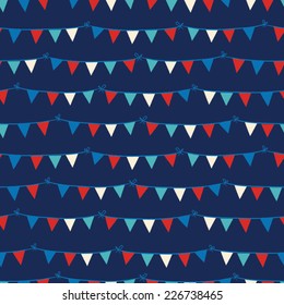 Cute and Cheerful Blue Bunting - Seamless Repeat Wallpaper Tile