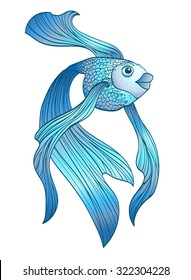 Cute cheerful blue fish