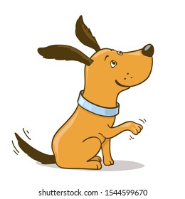 cute cheerful dog giving a paw. cartoon vector illustration
