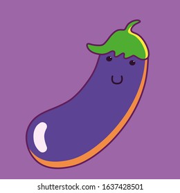 a cute cheerful eggplant smiling