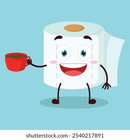 cute cheerful expression of mung bean  carry cup of coffee cartoon character