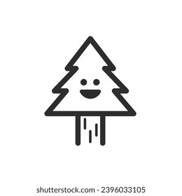 Cute cheerful fir tree. Vector illustration