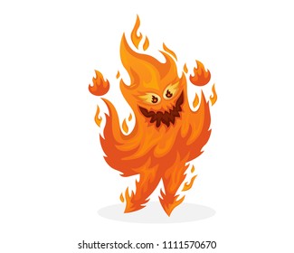 Cute Cheerful Fire Monster Cartoon Character Illustration, suitable for Game Asset, Book Illustration, Infographic, and Other Health Related Graphic Purpose 