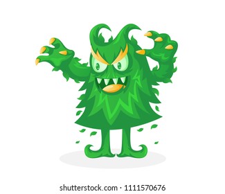 Cute Cheerful Green Eco Monster Cartoon Character Illustration, suitable for Game Asset, Book Illustration, Infographic, and Other Health Related Graphic Purpose 