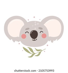 Cute and cheerful koala. Cute animals, children's print, vector.