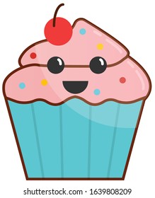cute, cheerful muffin with a smile