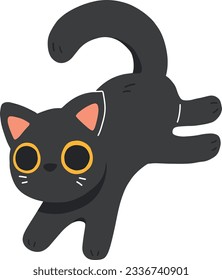 Cute Cheerful Playful Black Cat Celebrating International Cat Day