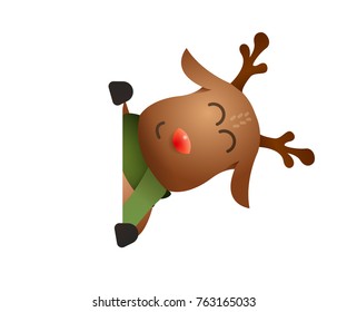 Cute cheerful smiling reindeer. Vector illustration