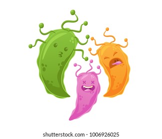 Cute Cheerful Virus, Bacteria and Germs Cartoon Character Illustration, suitable for Game Asset, Book Illustration, Infographic, and Other Health Related Graphic Purpose 
