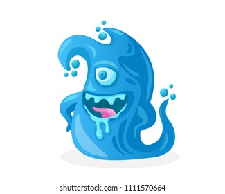 Cute Cheerful Water Monster Cartoon Character Illustration, suitable for Game Asset, Book Illustration, Infographic, and Other Health Related Graphic Purpose 