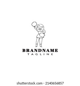 cute cheerleader logo cartoon icon design template black modern isolated vector illustration