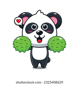 cute cheerleader panda cartoon vector illustration.