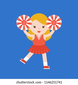 Cute Cheerleader and pom, flat design