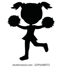 Cute cheerleader silhouette vector cartoon illustration